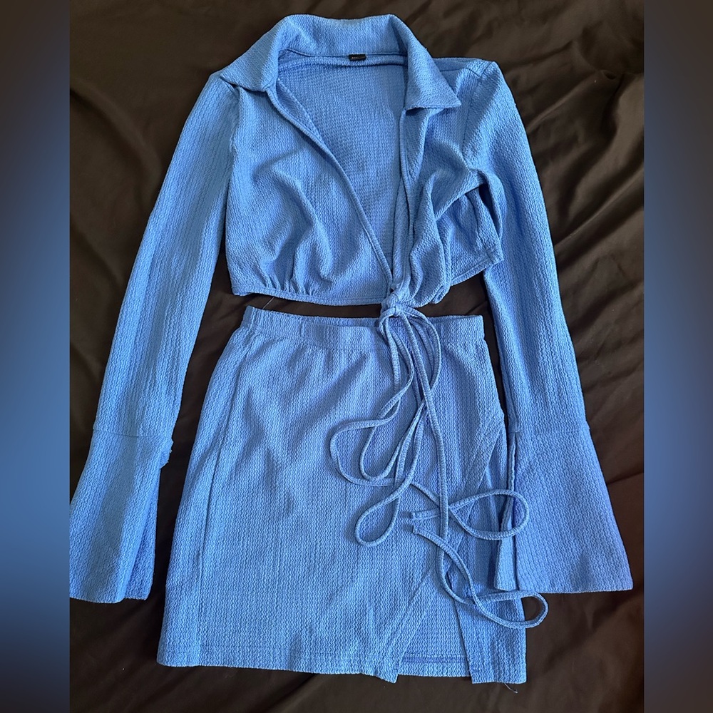 Vibrant Blue Crop Top and Skirt Set